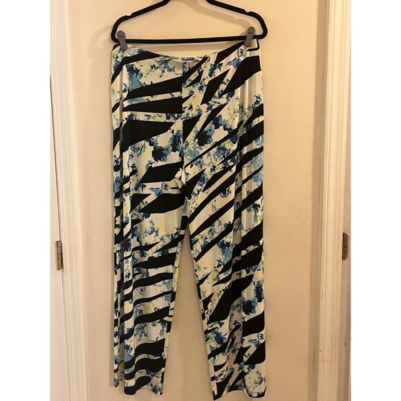 Alfani Pants Women's Size XL Blue Black Polyester Printed Casual Wide Leg - Picture 1 of 5